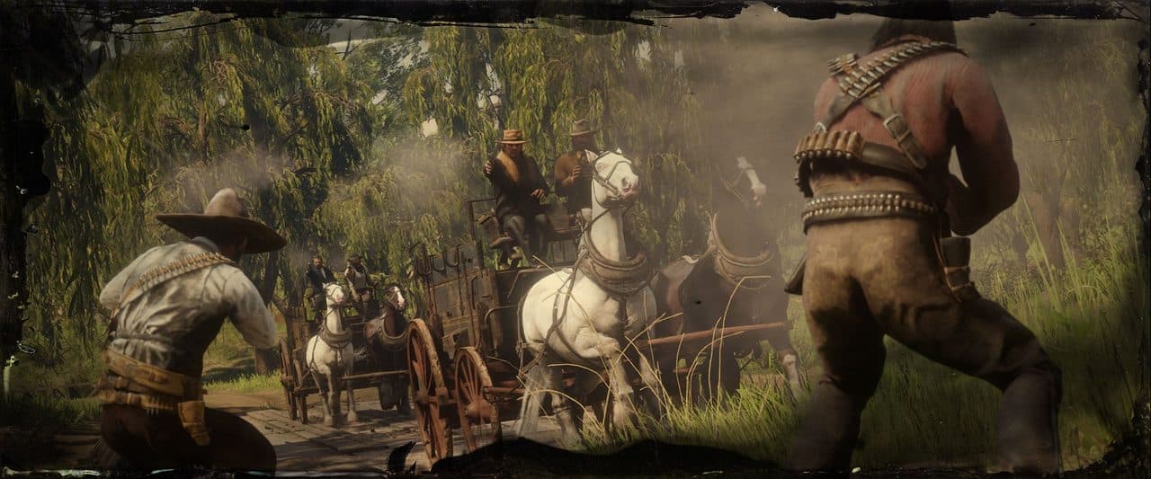 Red Dead Online Free Roam Mission sırasında vagon çatışması
