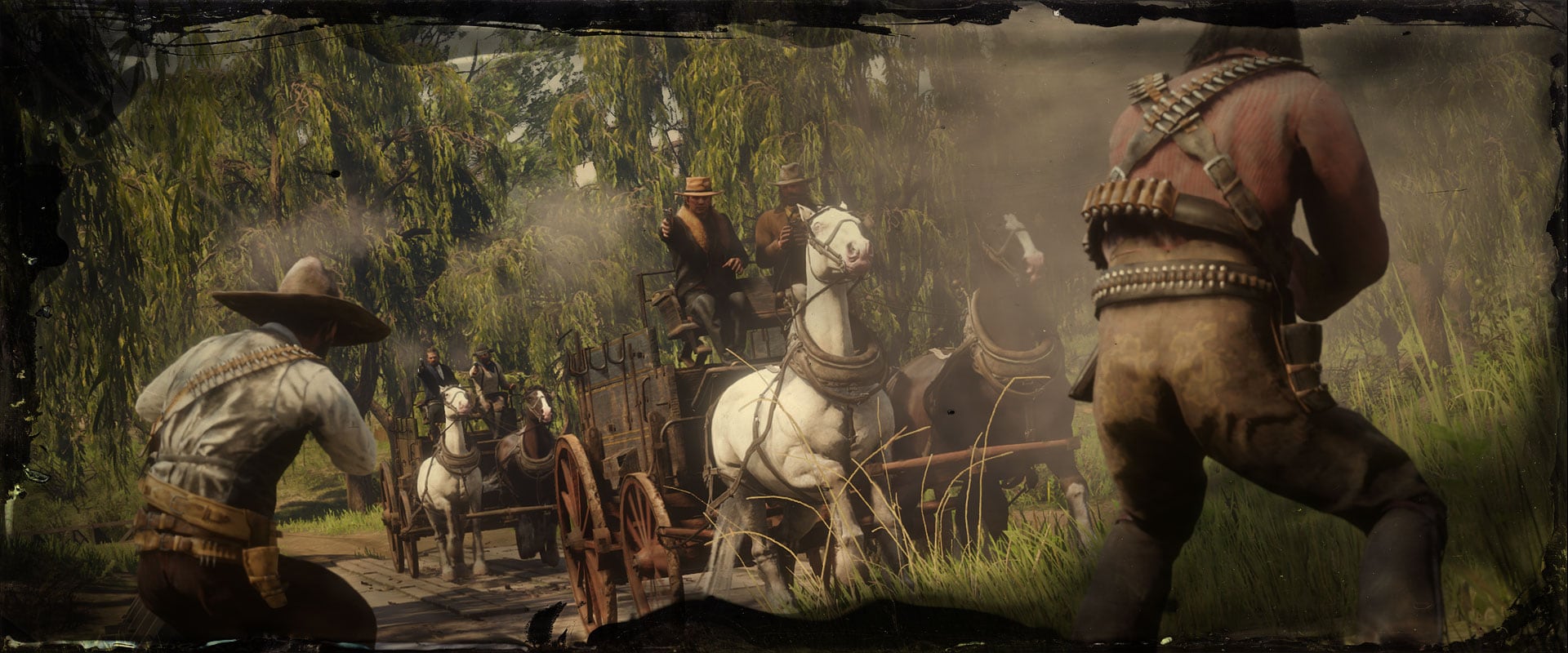 Red Dead Online Free Roam Mission sırasında vagon çatışması